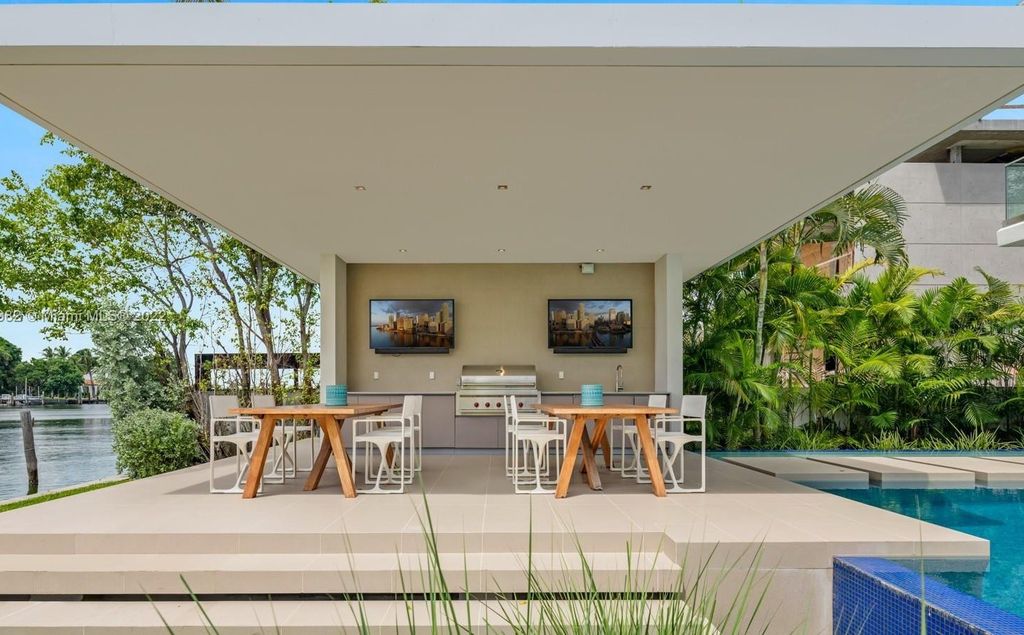 The Miami Beach Home, a tropical modern masterpiece with 110 foot of water frontage designed by Choeff Levy Fischman featuring luxurious amenities for extraordinary Florida waterfront living is now available for sale. This home located at 6480 Allison Rd, Miami Beach, Florida