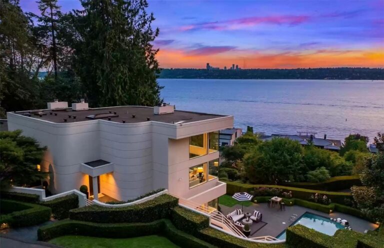 Listing for $10.5M, This Chic Home in Medina Take Full Advantage of Incomparable Western Views of Lake Washington