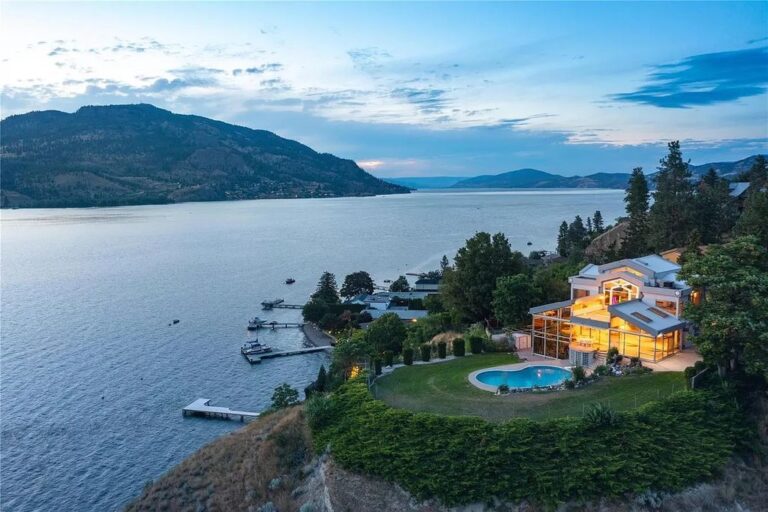 Perched on the Hillside Overlooking Okanagan Lake, This Architecturally Beautiful Home in