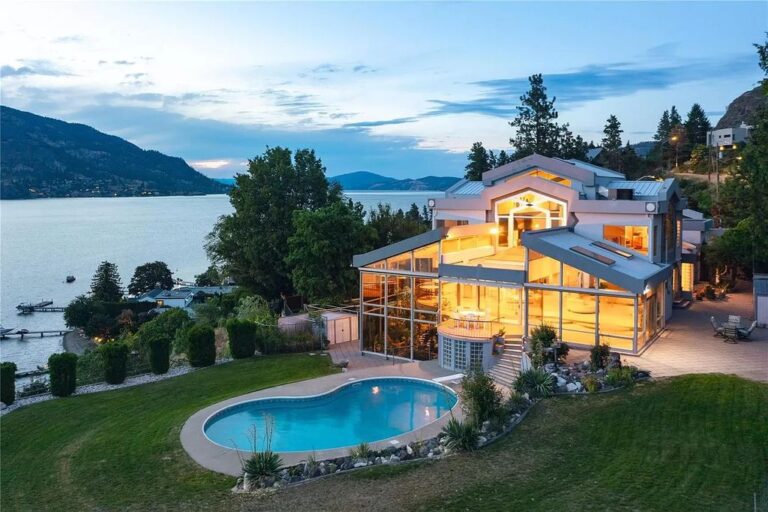 Perched on the Hillside Overlooking Okanagan Lake, This Architecturally Beautiful Home in Kelowna Lists for C$4 Million