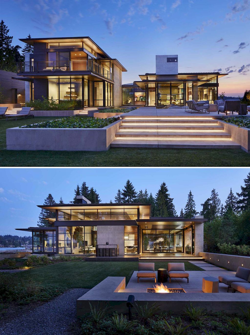 The Point House, Luxury Lakeside Home in Washington by Kor Architects