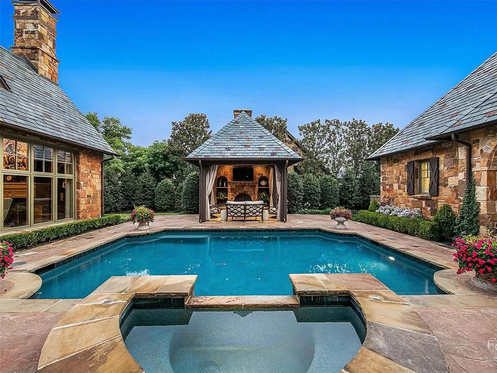 The Home in Westlake, a spectacular updated villa on the 8th Fairway of Vaquero Club Golf Course with designers interior and spectacular courtyard pool area is now available for sale. This home located at 2214 Cedar Elm Ter, Westlake, Texas
