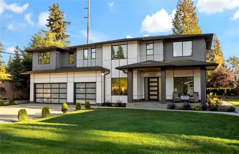 This $5.388M Modern New Home in Bellevue Boasts Opulence & Sharp Designs