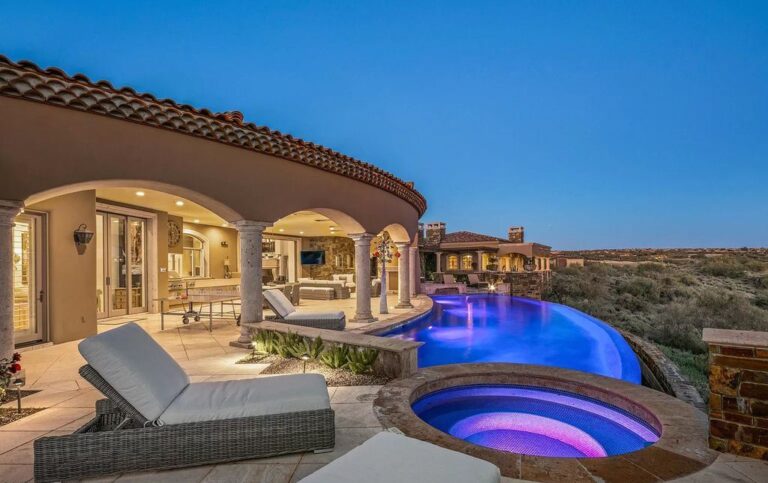 This $6.95 Million Spanish Mediterranean Home is A Ridgetop Masterpiece in Scottsdale Providing Breathtaking Views of Striking Mountains