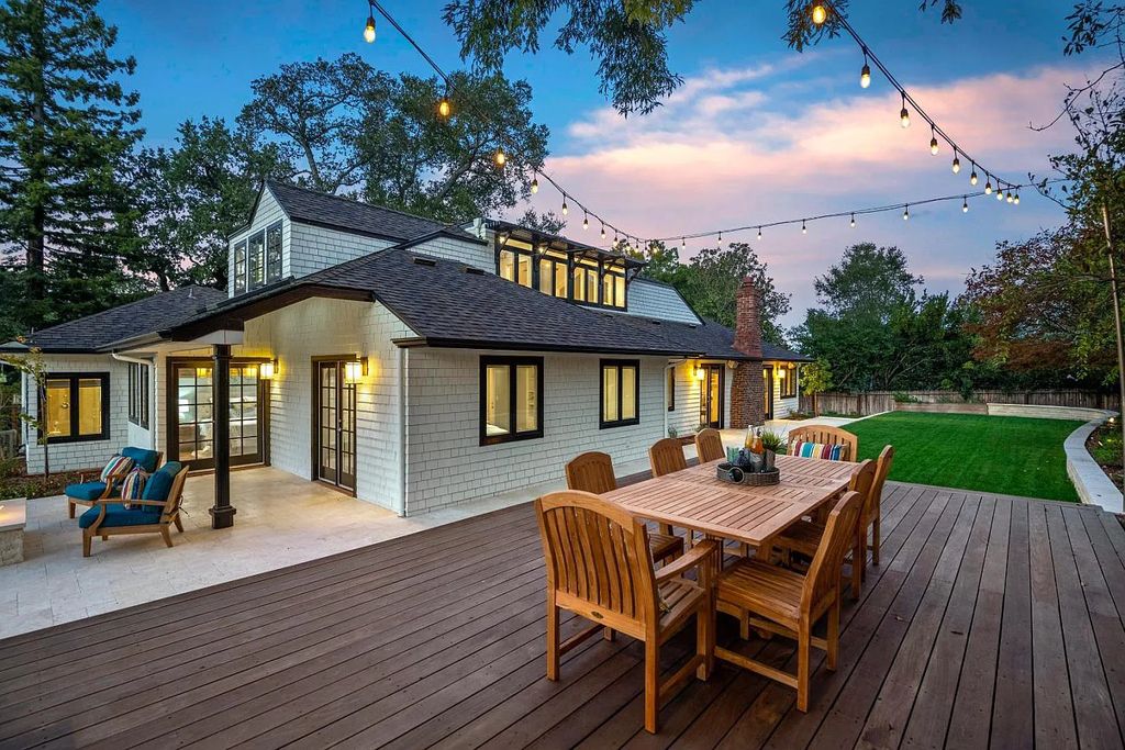 18544 Beck Ave, Monte Sereno, California is a beautifully remodeled house nestled among majestic oak and pine trees with both natural & manicured landscape offers a serene setting and Bay views.