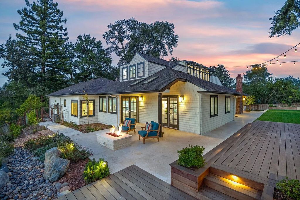 18544 Beck Ave, Monte Sereno, California is a beautifully remodeled house nestled among majestic oak and pine trees with both natural & manicured landscape offers a serene setting and Bay views.