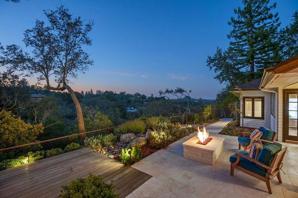 18544 Beck Ave, Monte Sereno, California is a beautifully remodeled house nestled among majestic oak and pine trees with both natural & manicured landscape offers a serene setting and Bay views.