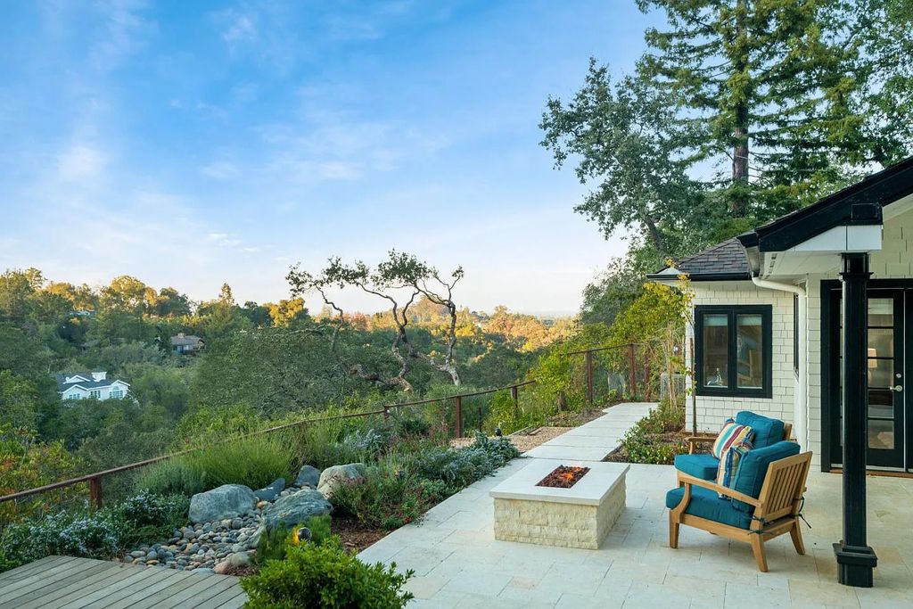 18544 Beck Ave, Monte Sereno, California is a beautifully remodeled house nestled among majestic oak and pine trees with both natural & manicured landscape offers a serene setting and Bay views.