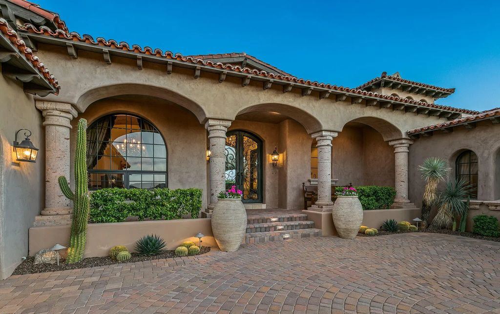 The Home in Scottsdale, a landmark masterpiece on one of the best view lots in Mirabel with sweeping golf course lake, fairway, green complex, mountain and sunset views from the backyard is now available for sale. This home located at 10265 E Aniko Dr, Scottsdale, Arizona