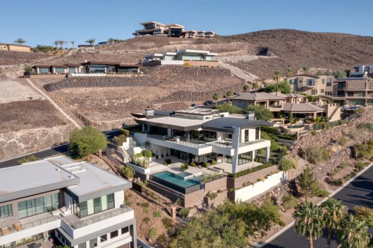 Seeking for $7.135 Million, This Majestic Hilltop Estate with Breathtaking Views in Henderson exudes Undeniable Ease and Grace