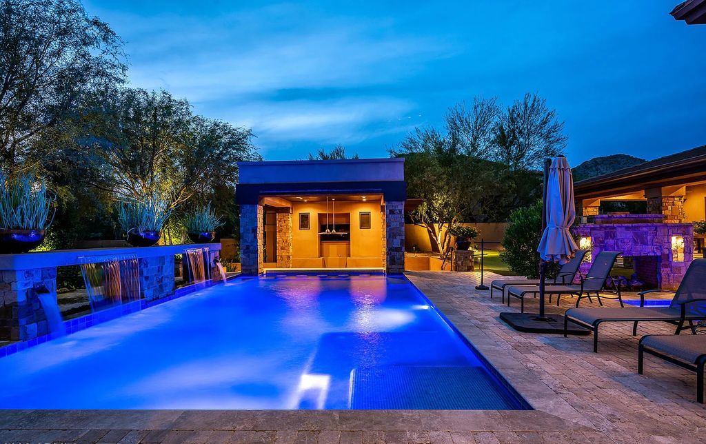 The Estate in Scottsdale, a soft contemporary style home on a quiet cul de sac lot in one of the most desirable sections of DC Ranch offers sweeping distant mountain views from the outdoor spaces capturing the best of Arizona living is now available for sale. This home located at 9820 E Thompson Peak Pkwy UNIT 830, Scottsdale, Arizona