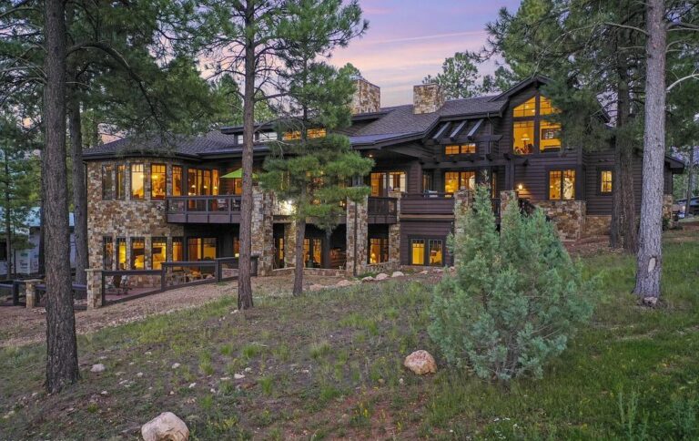 This $3.795 Million Elegant Home in Flagstaff with Multiple Outside Entertaining Areas is The Epitome of Mountain Relaxation
