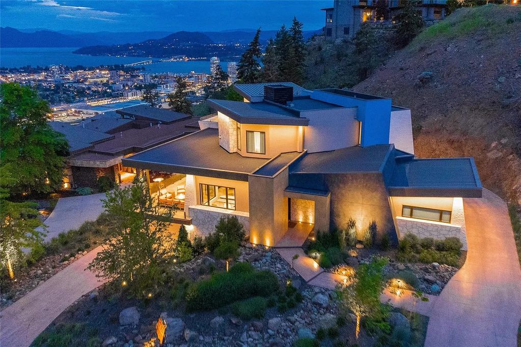 The House in Kelowna is an architectural dream house in the most exclusive private gated community, now available for sale. This home located at 732 Highpointe Pl, Kelowna, BC V1V 2Y3, Canada