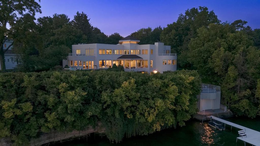 The House in Middleton was designed showcasing stunning views of lake Mendota from every room, now available for sale. This home located at 4713 County Road M, Middleton, Wisconsin