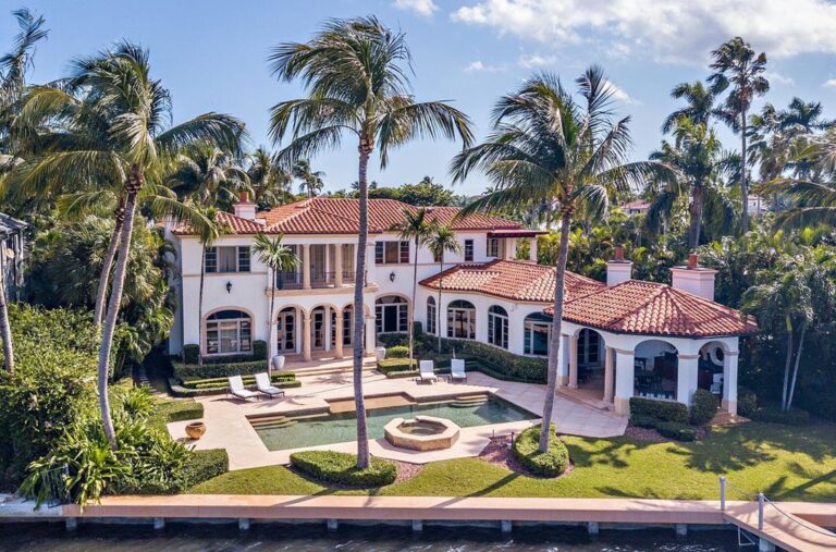 Magnificent Mediterranean Estate with 100′ Dock in The Exclusive Estate Section of Palm Beach Florida