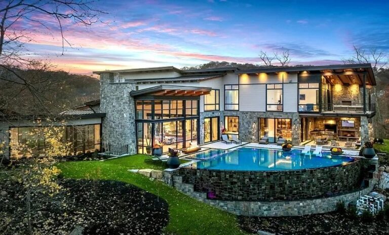 Modern Estate Sits on an 8-Acre Private Peninsula Surrounded By Water in Kinnelon Boro, NJ Hits the Market for $6.995M