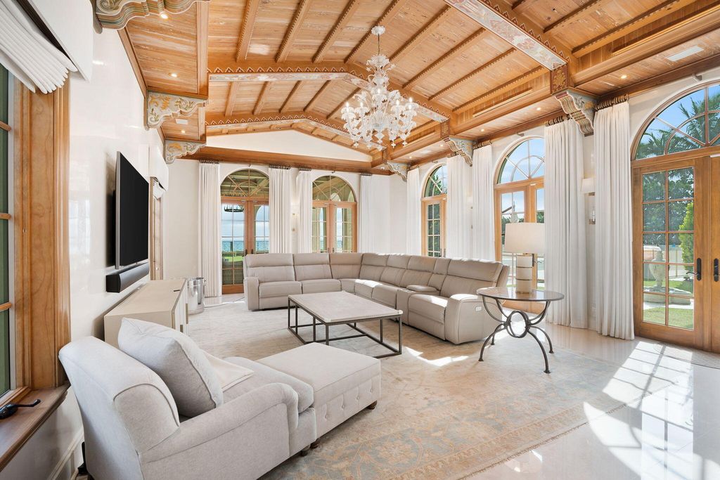 1110 S Ocean Boulevard, Manalapan, Florida is a one-of a kind estate with 150 feet of ocean and Intracoastal frontage perfect for entertaining with features in rich details, intricate millwork, and sophisticated finishes.