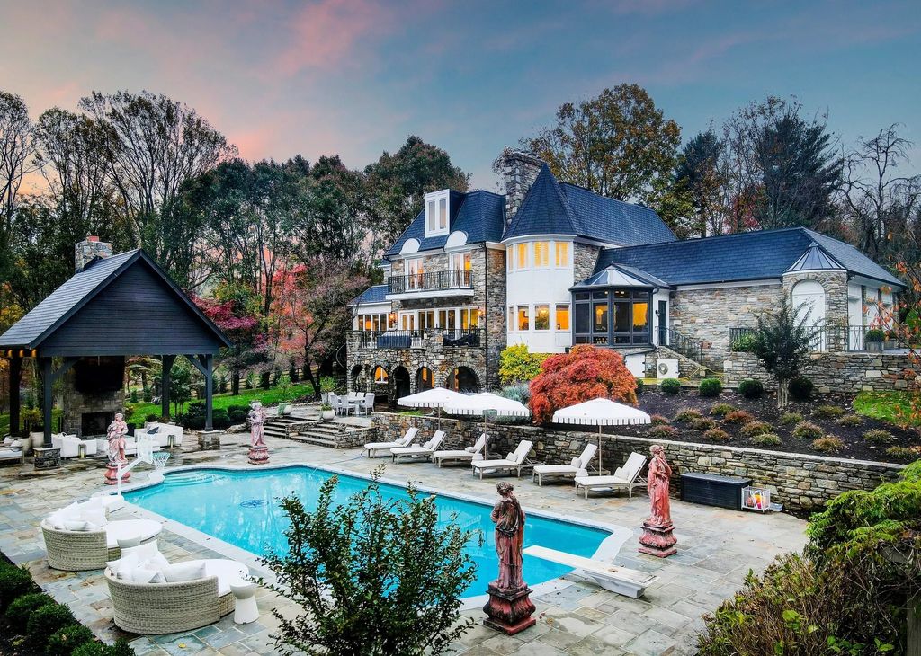 A Scenic Private Drive Greets You to this $2.85M Custom Stone Manor in Phoenix, MD