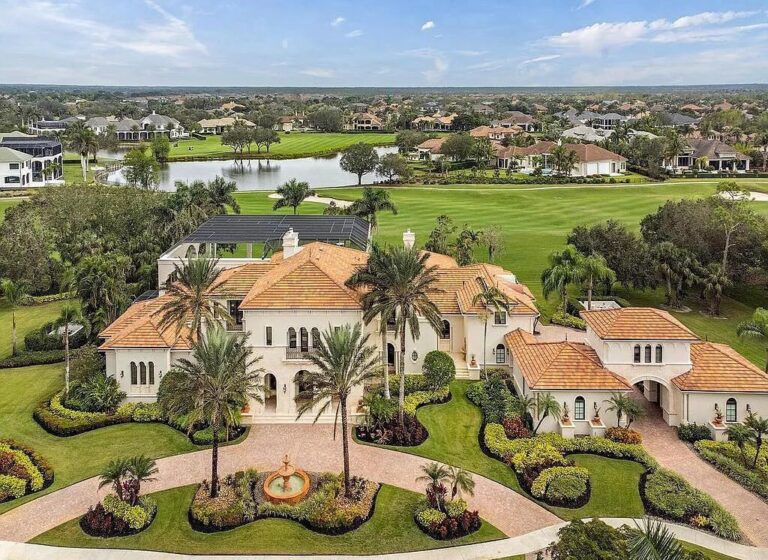 A Special Residence on Two Full Estate Lots with Ground Overlooking Golf Course and Lake Views in Naples, Florida is Asking for $15.5 Million