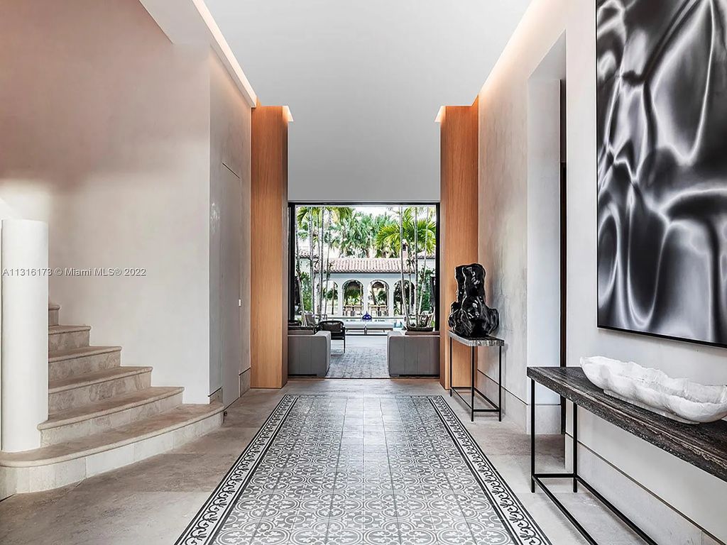 3541 Flamingo Drive, Miami Beach, Florida,  is an elegant home with travertine flooring, oak walls, and stones. This newly built structure was designed as a modern redux with an unprecedented level of luxury.
