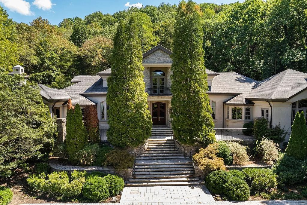 The Home in Nashville provides extensive landscaping throughout the property with dogwoods, hydrangeas and a meandering creek, now available for sale. This home located at 1310 Chickering Rd, Nashville, Tennessee