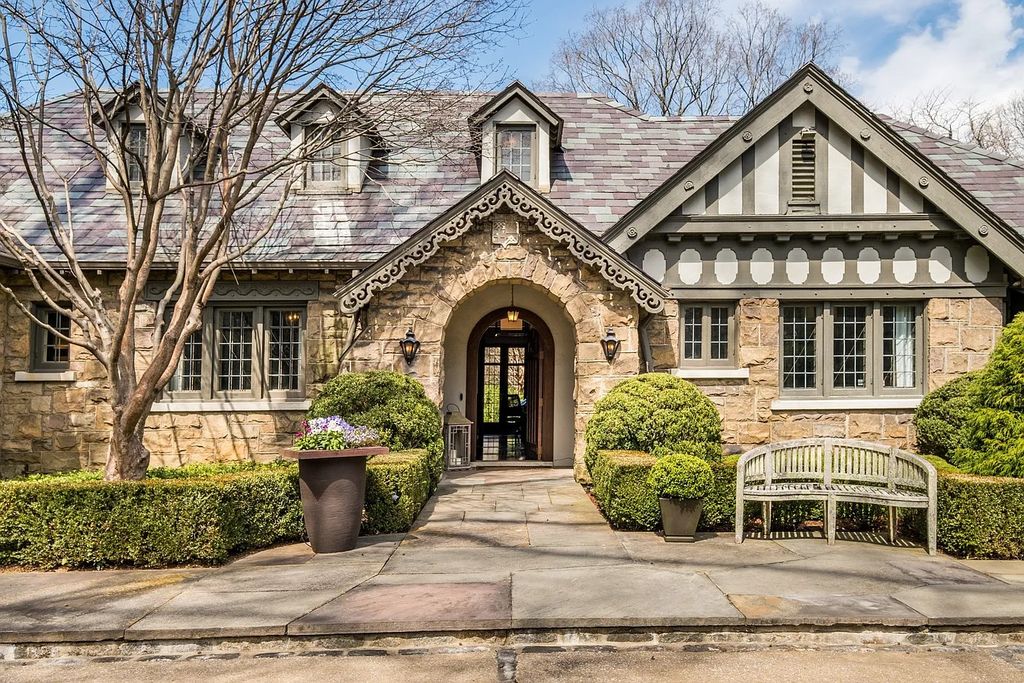 The Residence in Nashville offers sprawling main level, but terraces, pool, tennis and mature gardens designed by Ben Page, now available for sale. This home located at 3800 Woodlawn Dr, Nashville, Tennessee