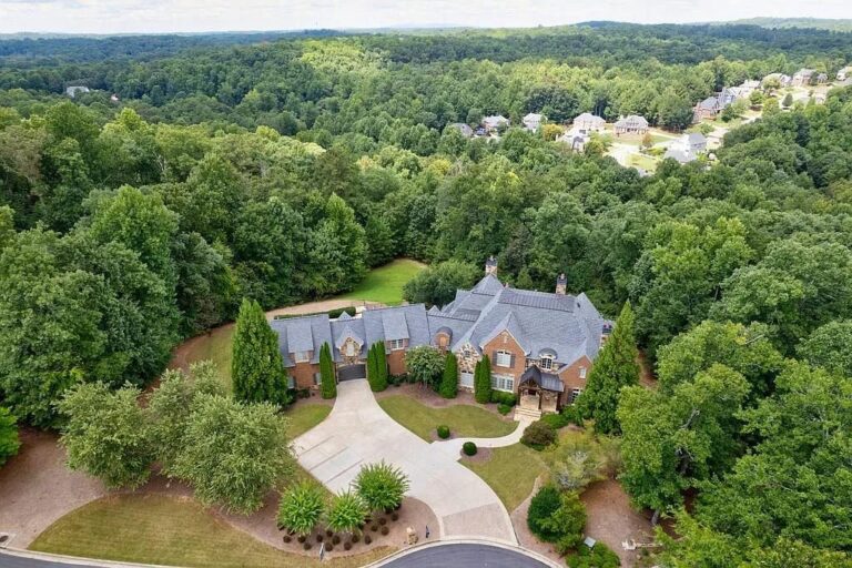 Gorgeous Sprawling Traditional European Estate  with Four-Sided Brick and Stacked Stone Lists for $2.489M in Roswell, GA