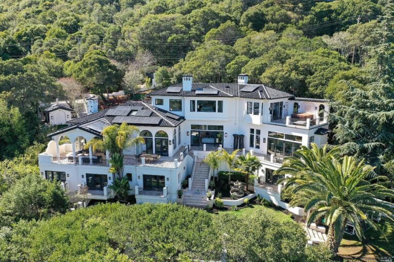 Modern Mediterranean Estate with Spectacular Views of the San Francisco Bay from Nearly Every Room in Tiburon, California
