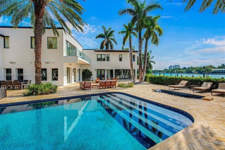 This Stunning Waterfront Estate in Miami Beach, Florida, Built by MV Group USA, Listed at $27 million, was Renovated in 2015, Offering 100 Feet of Prime Water Frontage