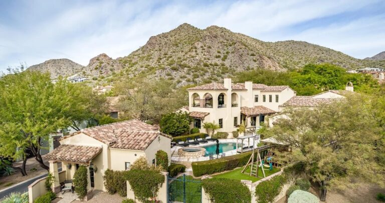 A $5.37 Million Charming Traditional Style Home in Scottsdale Arizona Impresses You With Views Of Lush Mountain And Million Dollar City Light