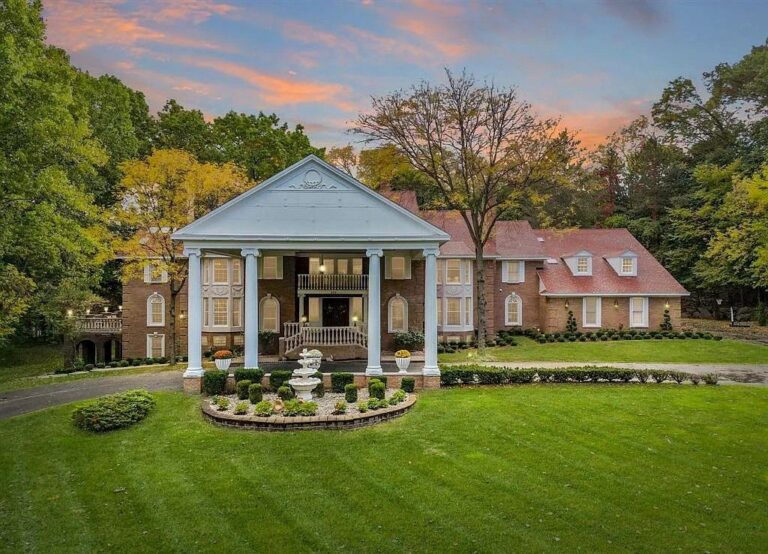 Embodies Grandeur With a Brick Exterior, Towering Front Columns, Majestic Home in Bloomfield Hills, MI Listing for $2.499M