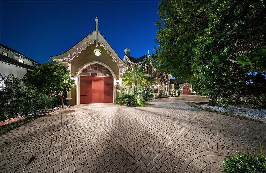 730 21st Ave S, Naples, Florida, is a one-of-a-kind waterfront home located between Old Naples and Port Royal. It features a palatial pool, an outdoor fountain, and over 130 feet of natural bliss.