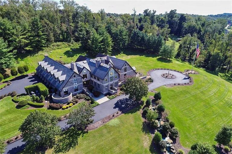 Displayed with Dynamic Architectural Details and Elegant Finishes in Venetia, PA, this Sophisticated Estate Listed at $5,999,999