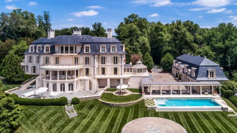 Magnificent In Every Way, Elegant Château Clad In French Limestone is Asking For $49M In Rockville, Maryland