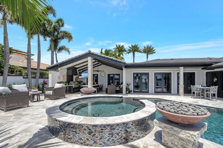 Stunning Luxury House in Lake Worth, Florida with Wide Water Views of Palm Beach Island from Outdoor Kitchen Listed for $6.9 Million