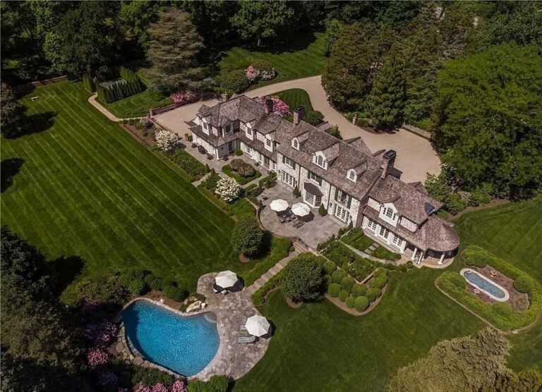 This $5.998M Estate is Meticulously Crafted to Create an Incomparable Living Experience in This Quintessentially New Canaan, CT Setting