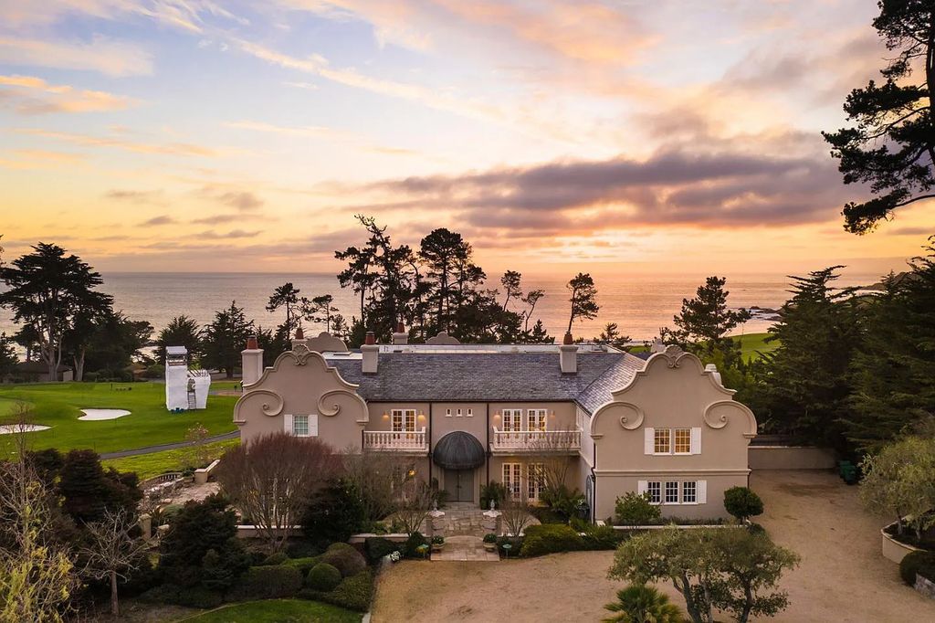 3410 Seventeen Mile Drive positioned on the 12th hole of the renowned Pebble Beach Golf Links, this property sits on a beautifully manicured 2.42-acre parcel, making it one of the largest properties on the course. The estate offers a gated entrance, ensuring privacy and security for its residents.