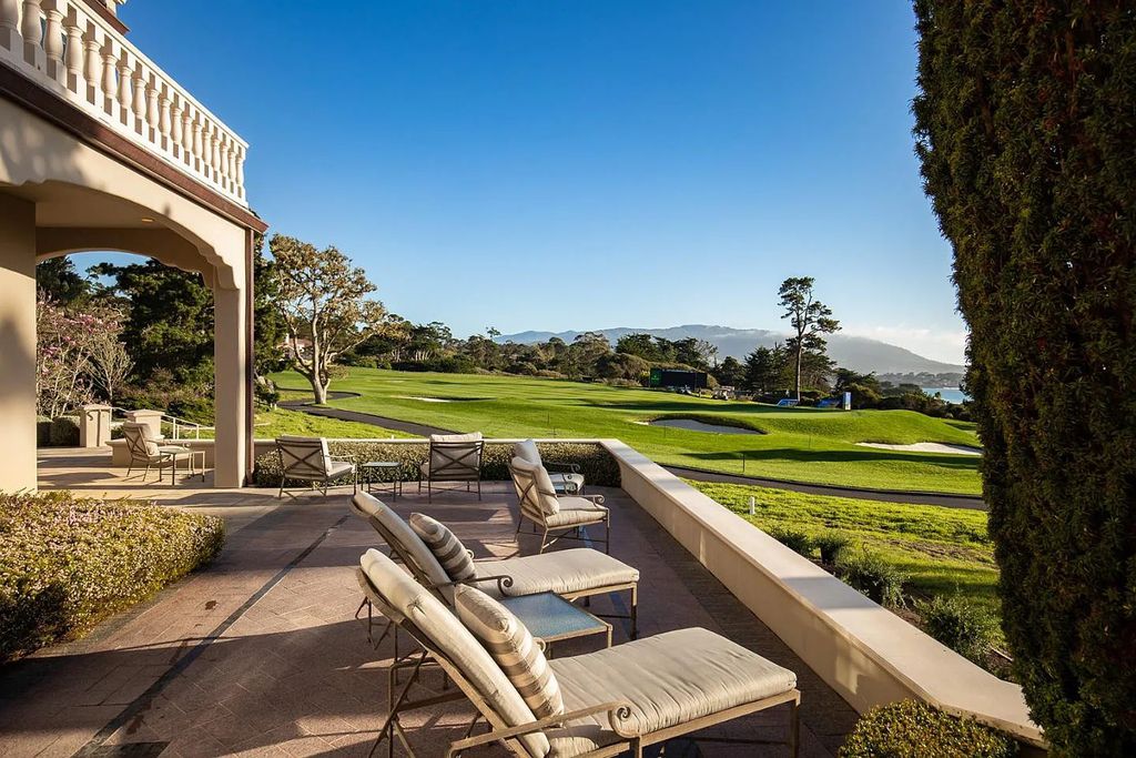 3410 Seventeen Mile Drive positioned on the 12th hole of the renowned Pebble Beach Golf Links, this property sits on a beautifully manicured 2.42-acre parcel, making it one of the largest properties on the course. The estate offers a gated entrance, ensuring privacy and security for its residents.