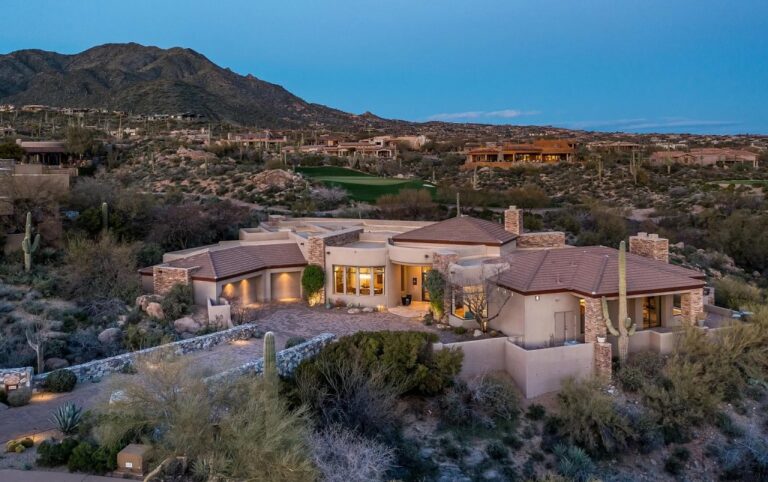 This Desert Contemporary Home in Scottsdale Offers City Light And Majestic Mountain Views Listing The Market For $3.925M