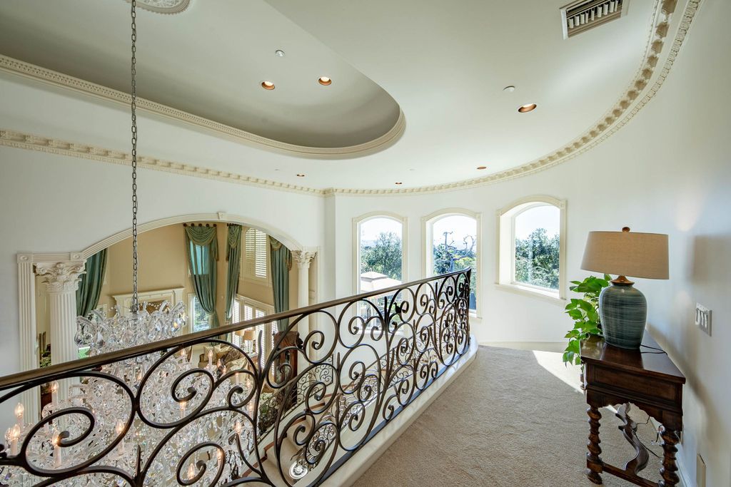 This North-facing French-inspired estate is located in the prestigious Bradbury Estates, an exclusive equestrian and estate community close to L.A., Pasadena, and the Santa Anita Race Track. Built in 2000 by Mur-sol, this custom estate boasts 6 bedrooms with walk-in closets, including a downstairs guest wing with a private bath, and a library.