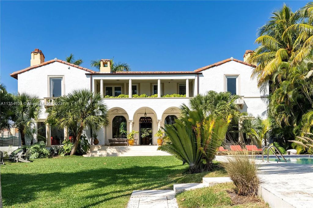 Villa Crono is a stunning Mediterranean-style estate located at 4731 Pine Tree Drive in Miami Beach, Florida. The property features 9 bedrooms, 9 bathrooms, and 9,605 square feet of living space on a rare 42,600 square foot lot with 100 feet of water frontage and no fixed bridges.