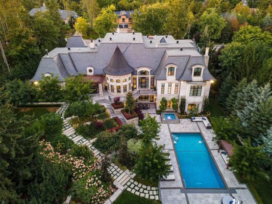 Exquisite French Parsian Home of Over 1 Acre Of Private Manicured Gardens in Ontario Asks for C$14.998M