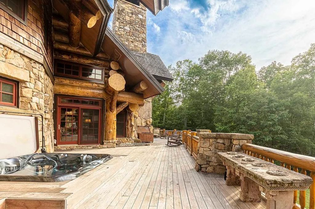 The Home in Millbrook is constructed of standing dead timber from the west and immense stone from Pennsylvania, now available for sale. This home located at 521 Stanford Rd, Millbrook, New York