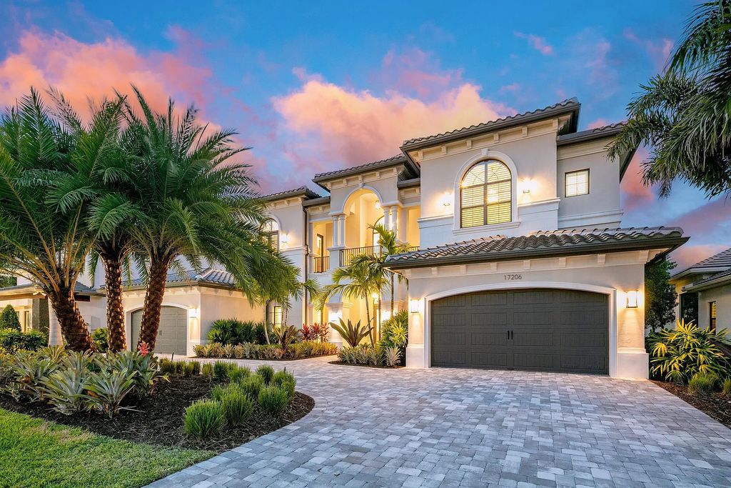 This 6-bedroom, 8-bathroom palazzo estate is located at 17206 Brulee Breeze Way, Boca Raton, Florida, and boasts 7,732 square feet of luxurious living space. The house is designed to offer clean lines, sophisticated design, and stunning finishes, with each space masterfully curated for luxurious living and gracious entertaining.