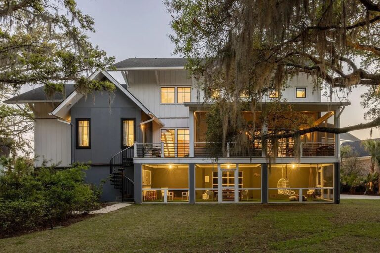 This $4.5M Fabulous Home of Sublime Level in Daniel Island, SC Features Beautiful Architectural Elements, Impeccable Landscape and Hardscape Design