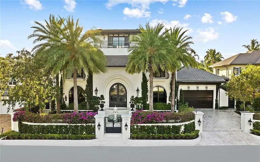Welcome to 633 Isle of Palms Drive in Fort Lauderdale, Florida, where luxury living meets bespoke grandeur. This custom-built residence features 5 bedrooms, 8 bathrooms, and 7,970 square feet of living space on a 0.30-acre lot with a 100-foot dock, 21K lift, and a resort-like salt pool and spa.