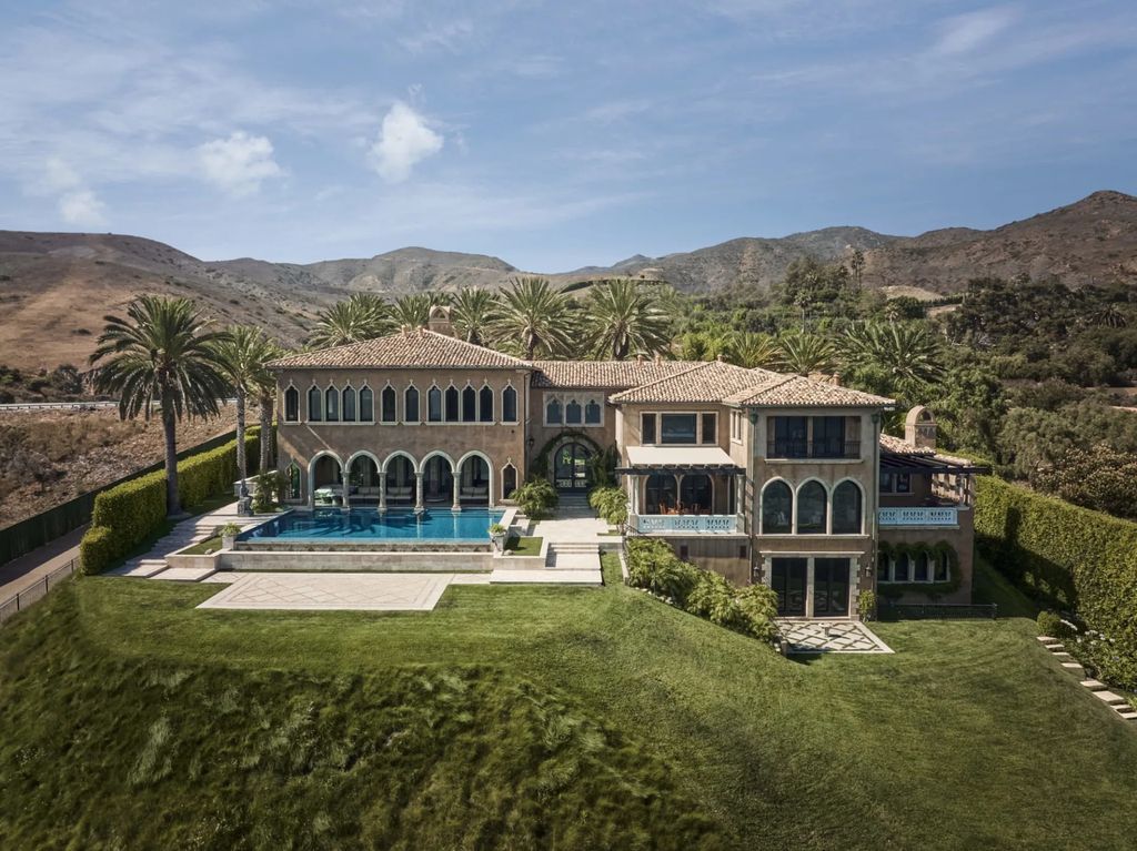 Located in the highly-coveted Malibu, this stunning Italian Palazzo is an icon of the area, sited on a 1.73-acre promontory with breathtaking views from Point Dume to the Santa Monica Pier. The villa features 7 bedrooms, 9 baths, and a spacious living area of 13,126 square feet.