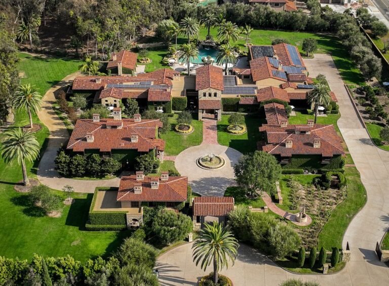 Luxurious Mediterranean Estate in Rancho Santa Fe with Sparkling Pool and Solar Power for Sale at $16,980,000
