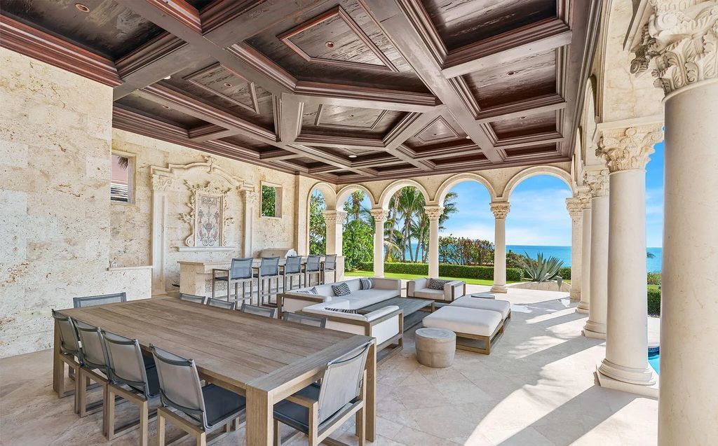 Located at 2325 S Ocean Boulevard in Delray Beach, Florida, this custom-built estate is a one-of-a-kind property. Boasting 9 bedrooms, 13.7 bathrooms, and stunning ocean views, it offers a range of luxurious features, including intricate marblework, artisan millwork, and custom finishes.