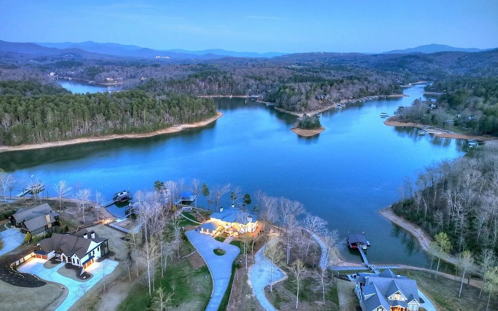 Lavish Lakefront Living with Stunning Mountain & Water Views in This $2.62M Sprawling Transitional Home in Blairsville, GA